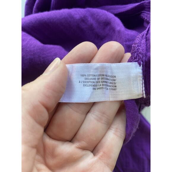 Old Navy Shirt Womens Size XL NEW Purple Cotton Gauzey Embroidered Boho Peasant - Picture 6 of 7